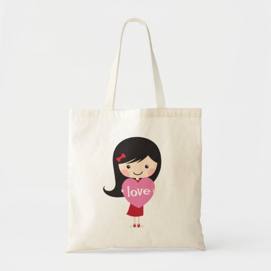 Kleine meid met liefdeshart tote bag (Voorkant)