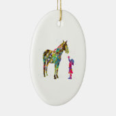 Kleine meid met paard keramisch ornament (Rechts)