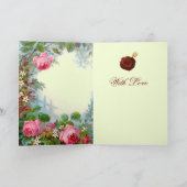 Kleine meid met roze rozenValentijnsdag Feestdagen Kaart (Binnen)