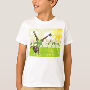 Kleine meid naar shirt met rolschaatsen