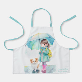 Kleine meid regenachtige dag schort