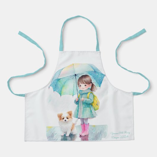 Kleine meid regenachtige dag schort (Voorkant)