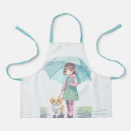 Kleine meid regenachtige dag schort