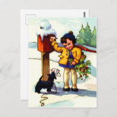 Kleine meid stuurt kerstcadeautjes briefkaart (Voorkant / Achterkant)