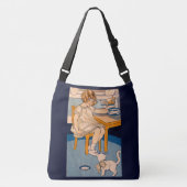 Kleine meid uit de jaren '20 en haar kleine witte crossbody tas (Voorkant)