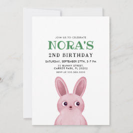 Kleine meid's verjaardagsfeestje met roze konijntj kaart