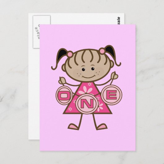 Kleine Meisje 1e Verjaardag T-shirts en geschenken Briefkaart (Voorkant / Achterkant)