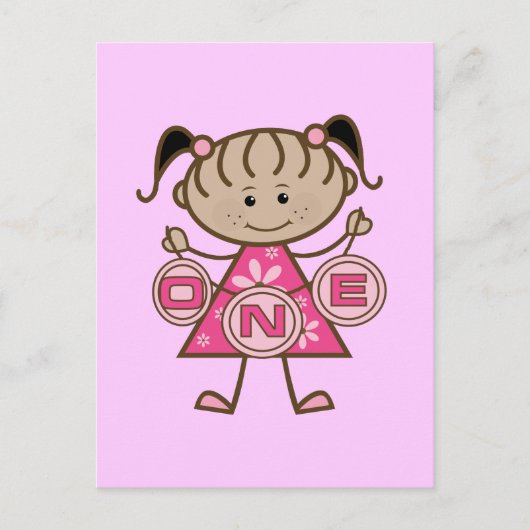 Kleine Meisje 1e Verjaardag T-shirts en geschenken Briefkaart (Voorkant)