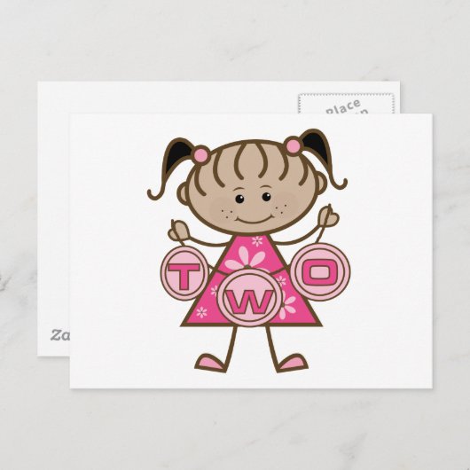 Kleine Meisje 2e Verjaardag T-shirts en geschenken Briefkaart (Voorkant / Achterkant)