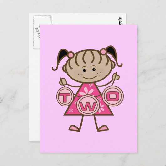 Kleine Meisje 2e Verjaardag T-shirts en geschenken Briefkaart (Voorkant / Achterkant)