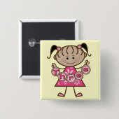 Kleine Meisje 3e Verjaardag Tshirts en Gifts Vierkante Button 5,1 Cm (Voorkant /achterkant)