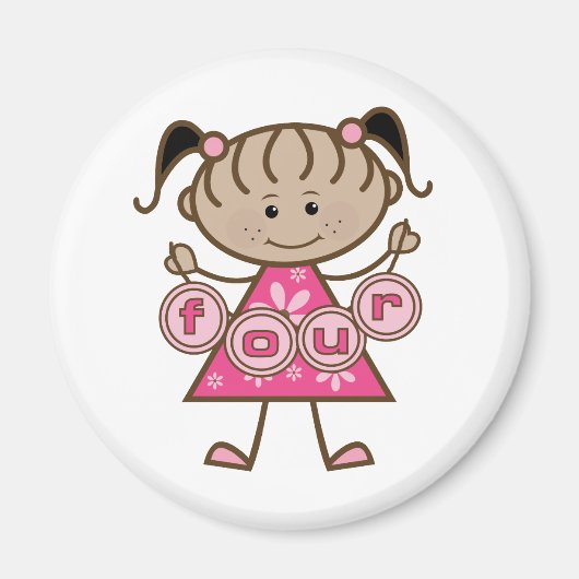 Kleine Meisje 4e Verjaardag Tshirts en Gifts Magneet (Voorkant)