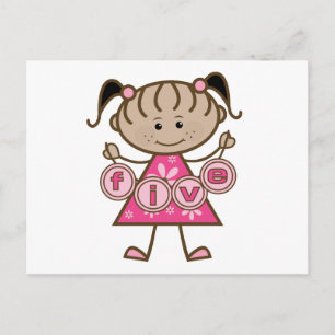 Kleine Meisje 5e Verjaardag Tshirts en Gifts Briefkaart