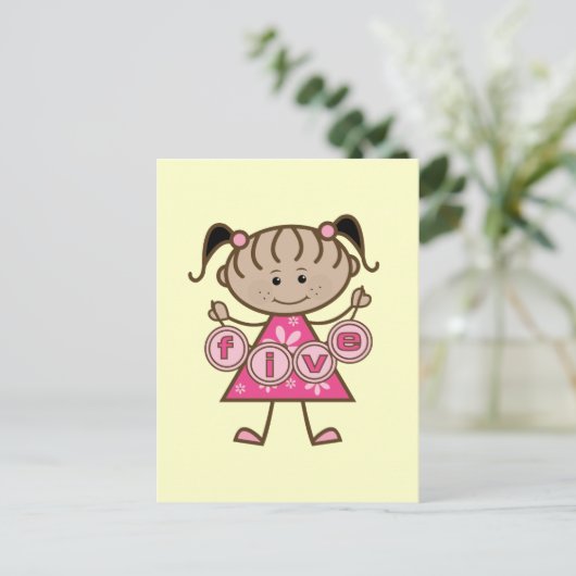 Kleine Meisje 5e Verjaardag Tshirts en Gifts Briefkaart (Staand voorkant)