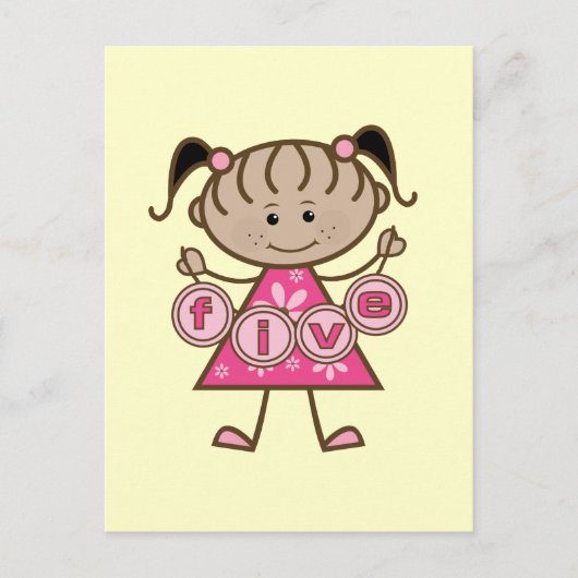 Kleine Meisje 5e Verjaardag Tshirts en Gifts Briefkaart (Voorkant)