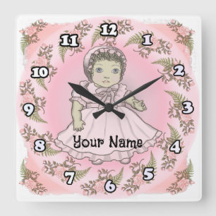 Kleine Meisje Baby Pop Vierkante Klok