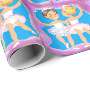 Kleine Meisje Ballet Dansers Met Paarse Lijst Cadeaupapier