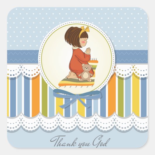 Kleine Meisje Bidden Stickers (Voorkant)