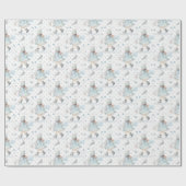 Kleine Meisje Blauw Kerstmis Cadeaupapier (Vlak)