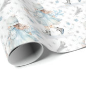 Kleine Meisje Blauw Kerstmis Cadeaupapier (Rol Hoek)