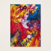 KLEINE MEISJE, CAT, DOLL Blue-kerstcadeau Visitekaartjes (Achterkant)