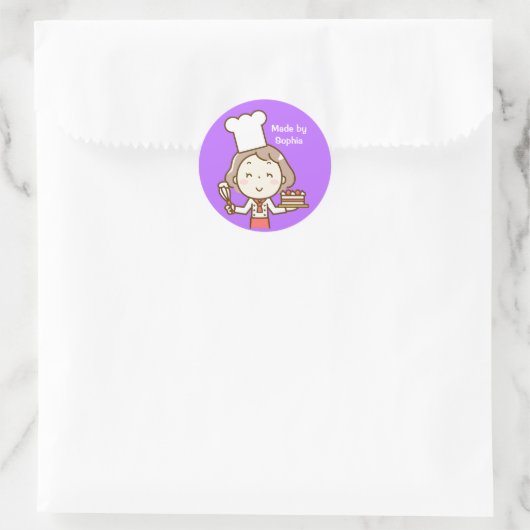 Kleine Meisje Chef Ronde Sticker (Tas)