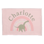 Kleine Meisje Dinosaurus Regenboog Roze Slaapkamer Kussensloop (Voorkant)