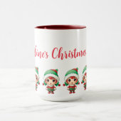 Kleine Meisje Elf Xmas Gepersonaliseerd Mok (Midden)