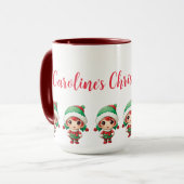 Kleine Meisje Elf Xmas Gepersonaliseerd Mok (Voorkant links)