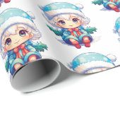 Kleine Meisje Elf Xmas Magic Cadeaupapier (Rol Hoek)
