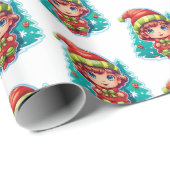 Kleine Meisje Elf Xmas Magic Cadeaupapier (Rol Hoek)