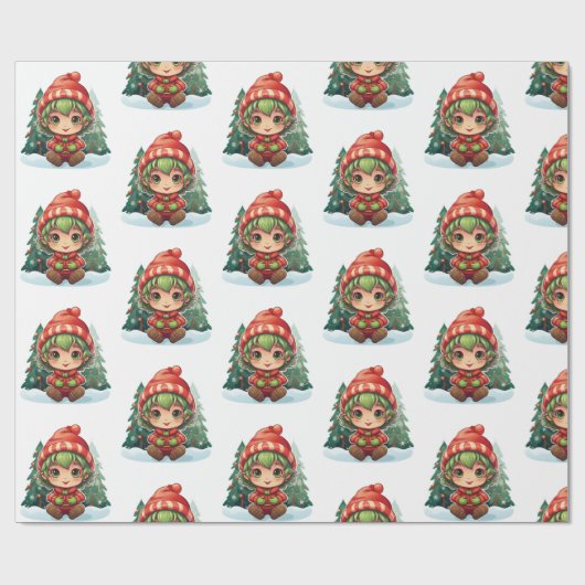 Kleine Meisje Elf Xmas Magic Cadeaupapier (Vlak)