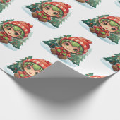 Kleine Meisje Elf Xmas Magic Cadeaupapier (Hoek)