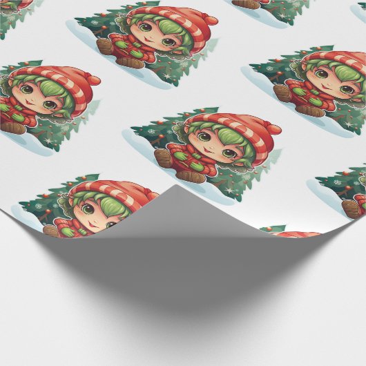 Kleine Meisje Elf Xmas Magic Cadeaupapier (Hoek)