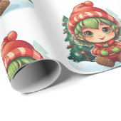 Kleine Meisje Elf Xmas Magic Cadeaupapier (Rol Hoek)