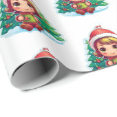 Kleine Meisje Elf Xmas Magic Cadeaupapier (Rol Hoek)