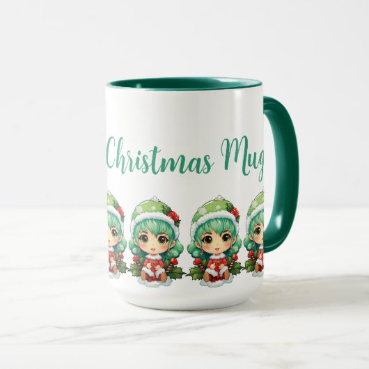Kleine Meisje Elf Xmas Magic Gepersonaliseerd Mok (Voorkant rechts)