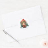 Kleine Meisje Elf Xmas Magic Ronde Sticker (Envelop)