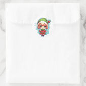 Kleine Meisje Elf Xmas Magic Ronde Sticker (Tas)