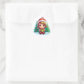 Kleine Meisje Elf Xmas Magic Ronde Sticker (Tas)