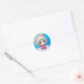 Kleine Meisje Elf Xmas Magic Ronde Sticker (Envelop)