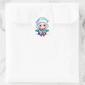 Kleine Meisje Elf Xmas Magic Ronde Sticker (Tas)