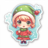 Kleine Meisje Elf Xmas Magic Sticker (Voorkant)