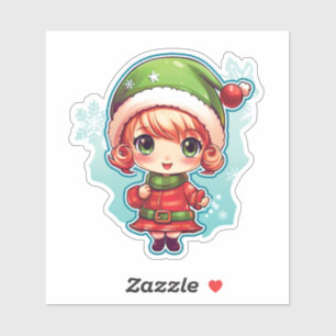 Kleine Meisje Elf Xmas Magic Sticker