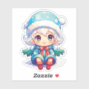 Kleine Meisje Elf Xmas Magic Sticker