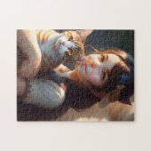 KLEINE MEISJE EN KAT KARTJIGSAW PUZZLE LEGPUZZEL (Horizontaal)