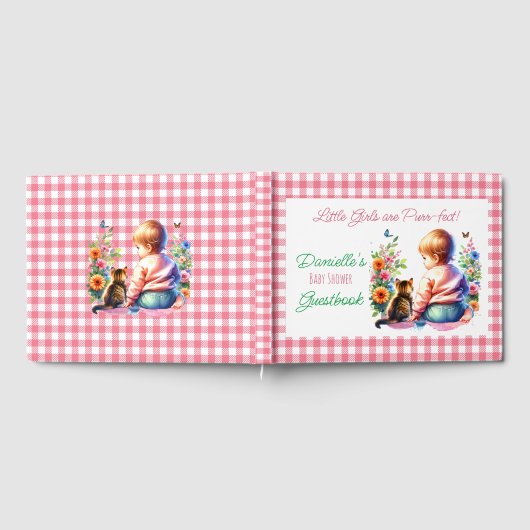 Kleine Meisje en Kitten | BABY SHOWER WATERVERF Gastenboek (Volledig)