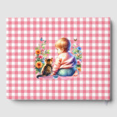 Kleine Meisje en Kitten | BABY SHOWER WATERVERF Gastenboek (Achterkant)