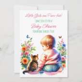 Kleine Meisje en Kitten | BABY SHOWER WATERVERF Kaart (Voorkant)