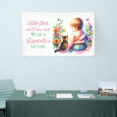 Kleine Meisje en Kitten | BABY SHOWER WATERVERF Spandoek (Beurs)